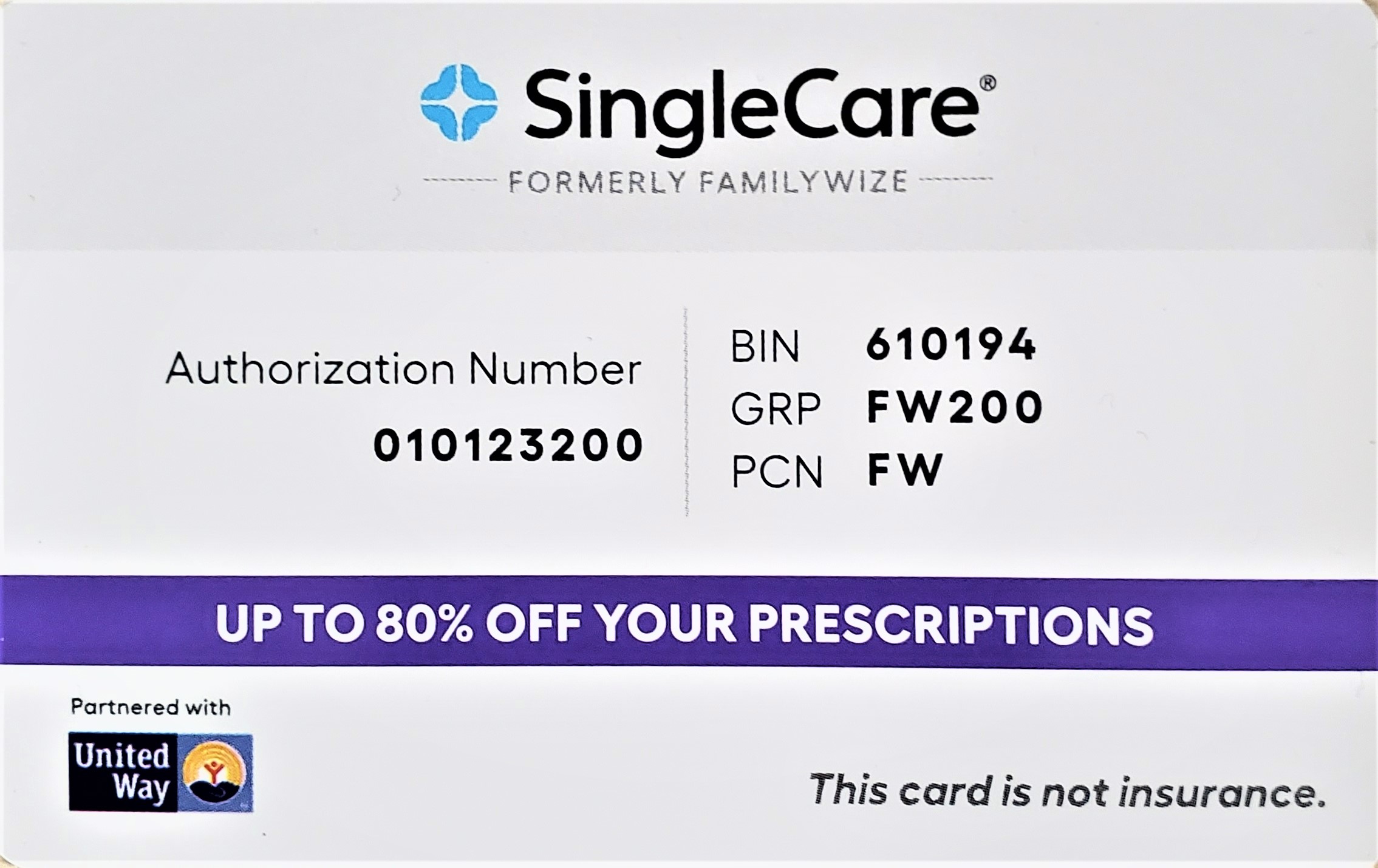 SingleCare Prescription Drug Card